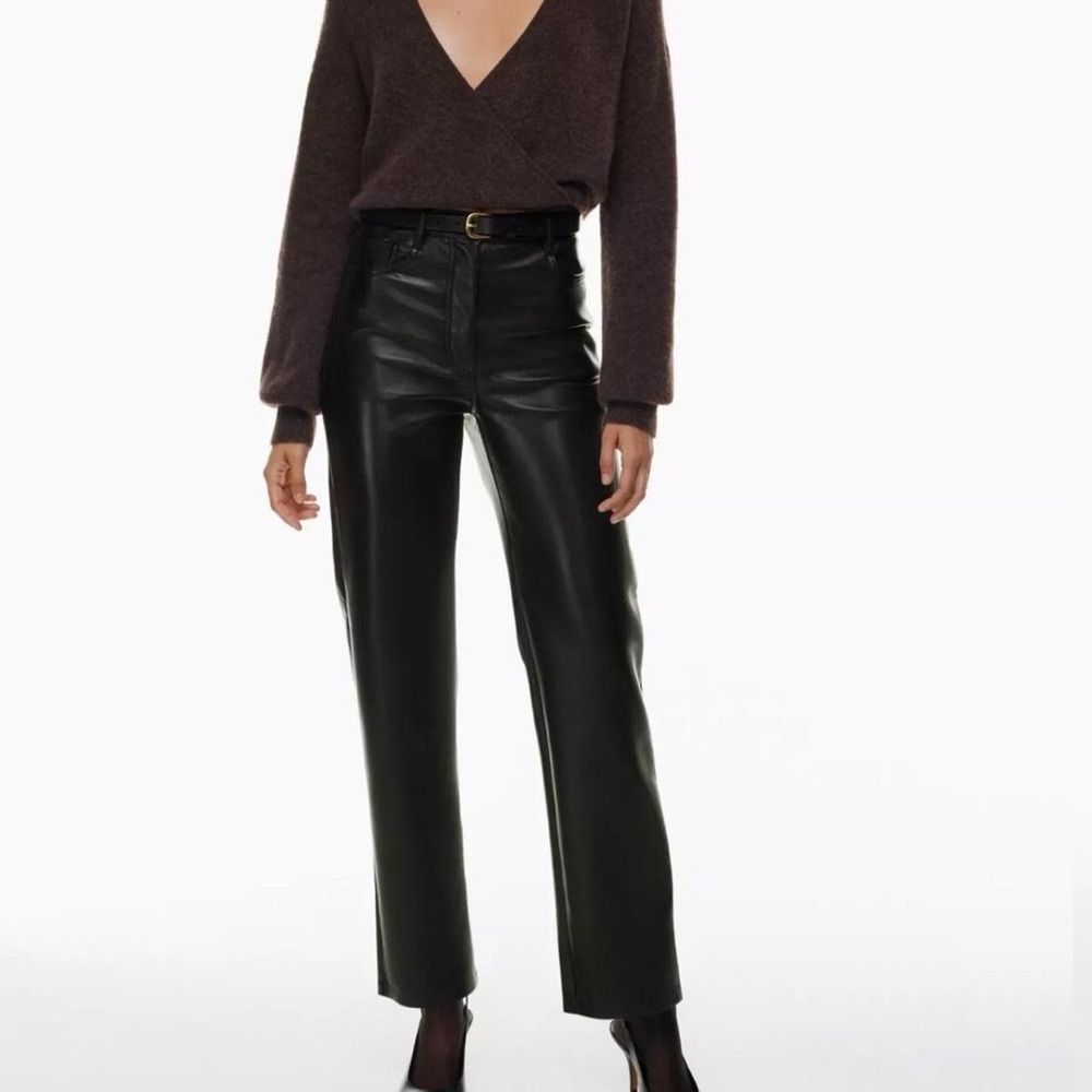 Aritzia Wilfred Melina Cropped High Rise Vegan Leather Pants Black Size 4